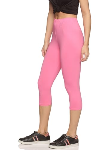 Image of OUTFLITS Women's Knee-Length Cotton Spandex Essential Capri Stretchy Leggings |Small - 2XL Adult |Yoga Leggings, Workout, Gym, Running 3 /4th Leggings for Women(OFLLC)