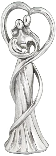 Estatua familiar corazón brillo plateado 11.5 pulg