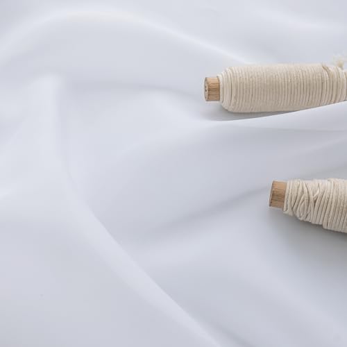 Image of Extra Wide Sheer Curtains White 84 Inches Long, Window Treatments Rod Pocket Volie Drapes for Living Room /Bedroom, 108 IN Width Semi Outdoor Curtain Panels for Patio, Lawn, Garden, 108 inchx 84 inch, 2 Panels