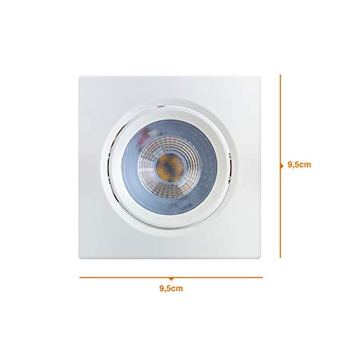 Spot de embutir easy quadrado led luz amarela 9,5cm 5w branco - llum