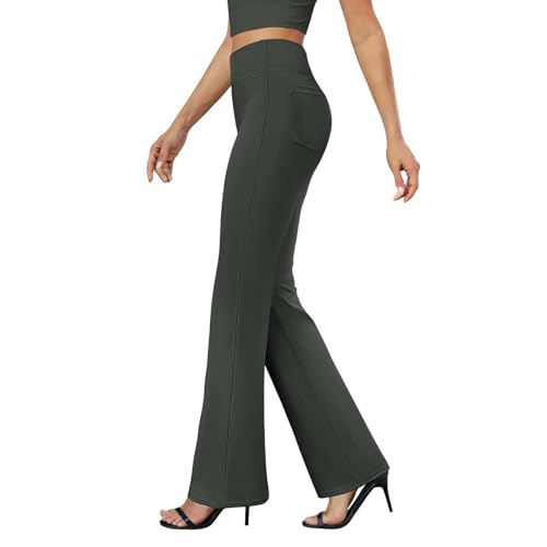 Womens Dress Pants Casual Stretchy High Waist Bell-Bottoms Slacks Business High Waist Bootcut Trousers with Pockets