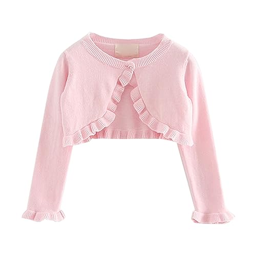 Girls Solid Color Cardigan Sweater Button Closure Tops Kids Simple Trendy Cotton Spring Fall Tees Clothes
