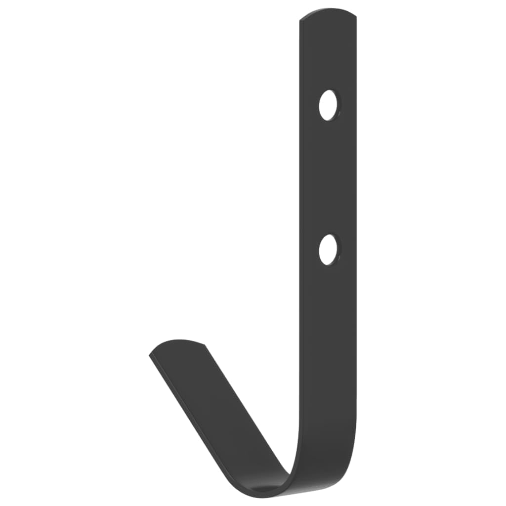 Wandhaken J-Form 12 Stück Schwarz Stahl 2 x 6 x 10,5 cm an der Wand montiert für Aufbewahrung von Sattel Zaumzeug Trense Halfter Steigbügel im Stall oder Garage