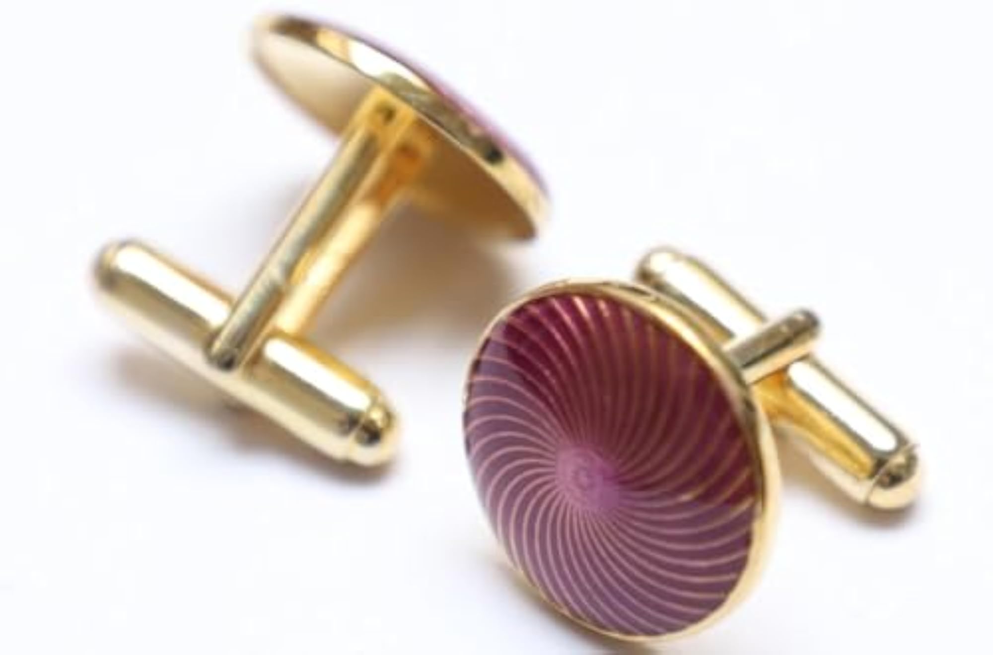Sterling Silver Purple Enamel Round Shape Cufflinks