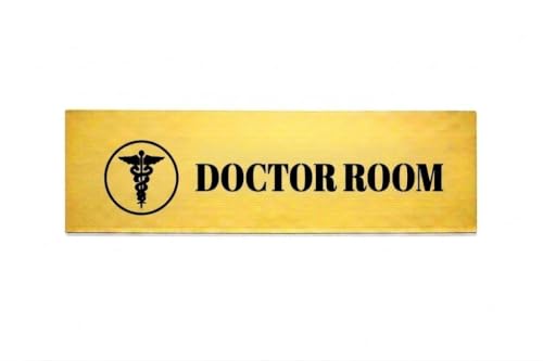 Image of Brushed Silver PVC Office Sign with Double-Sided Tape | Durable 10x3 Inch Signage for Clinics, Malls, Gyms & Hospitals - Available in Silver & Gold (Golden, Doctor Room)