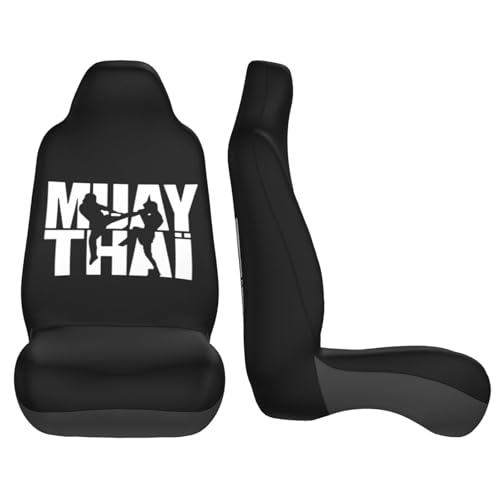 Image of Muay Thai Car Seat Covers 2 Front Seats,Breathable Durable Seat Covers for Cars,Universal Fit for SUV,Vans,sedans, Trucks, Automotive Interior Covers,Black