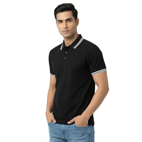 Image of Hangout Hub Hybrid Men's Polycotton Polo T-Shirt | Solid Finish | 260 GSM Premium Fabric | Half Sleeve Collared Neck | Regular Fit | Casual & Office Wear | Set of 1, 2 & 3