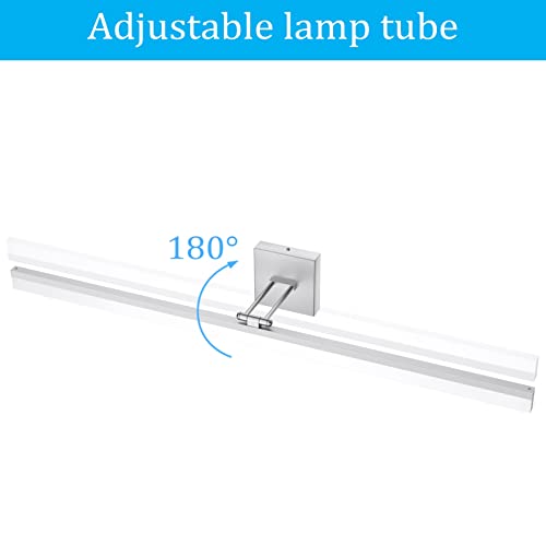 Image of Ralbay 40 inch Silver Bathroom Vanity Light 24W Adjustable Silver Vanity Lighting Modern LED Bathroom Vanity Light Fixtures Over Mirror (6000K Cool White Light)