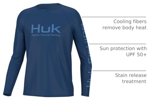 Image of HUK Boys Pursuit Solid Long Sleeve Shirt, Fishing Shirt for Kids