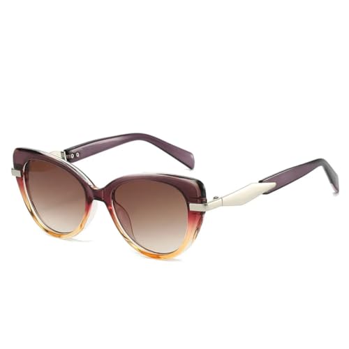 Lunettes de soleil œil de chat pour femmes vintage punk UV400 thé violet orange