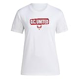 adidas Women's D.C. United MLS Short Sleeve T-Shirt, White, Small