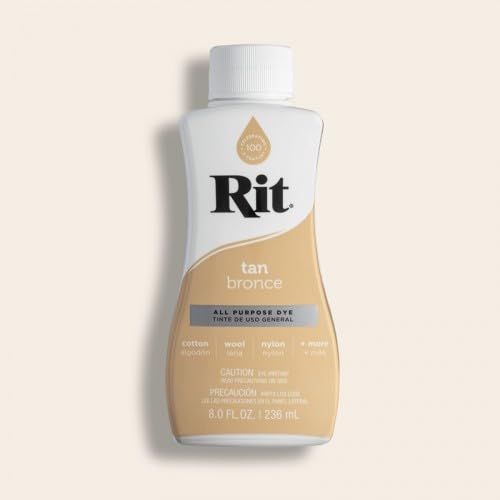 Easy to Use All Purpose Liquid Dye, 236 mL, Multiple Colours Available, Suitable for Cotton Silk Wool Nylon Rayon and More (Tan)