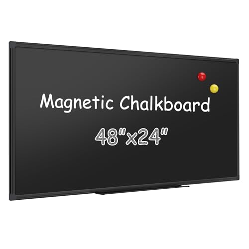 SELEAD Magnetic Chalkboard 48 x 24 Inches - Black Aluminum Frame Chalk Board Words Sign Wall Decor Plaque for Business, Menu, School, Office - Magnet Bulletin Display Board Pizarra
