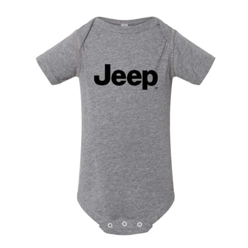 Jeep Baby Romper – Soft Triblend Cotton Bodysuit for Newborns – Officially Licensed – Easy On & Off – Detroit Shirt Company (Grey, 12 Months)