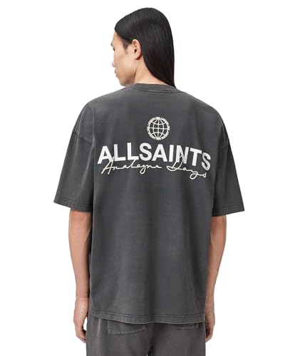 Allsaints Men's Emblem SS Crew, Washed Black, M