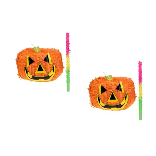 Angoily Halloween Pumpkin Pinata Set, Includes Pinata Stick Candy Fillers, 11.81 x 6.69 x 6.69 Inch, Party Decorations, Birthday Gatherings, Events
