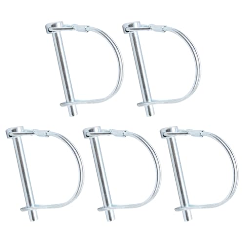 Hocansen 5 Pcs Wire Locking Pins 6x55mm D Shape Safety Coupler Pin Round Wire Shaft Locking Pin with Arch Wire Retainer for Farm, Tractors, Trailers（6x55mm/DX）