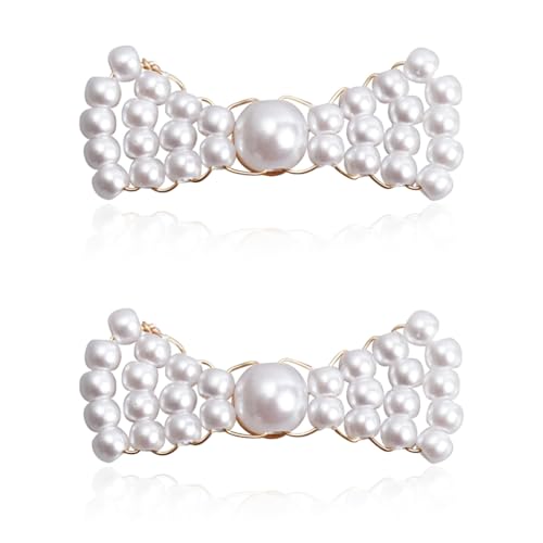 Boucles d'oreilles en perles d'imitation et nœud papillon tendance pour femmes