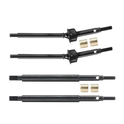HUMNJEOD 1/18 Scale RC Crawler Upgrade Driveshaft Set 5mm Extended Hardened Steel Axle Shafts +2mm Thread Front Rear Compatible with Various 1/18 Crawler Models(Black Set)