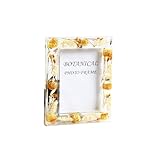 IELEPHONIX Botanical Picture Frame, 3.5'x5' 4 * 6'' 5 * 7‘’,Acrylic dried flower photo frame tabletop and wall hanging Blue Red Yellow Purple 1pc （picture random） (Yellow, 4 * 6'')