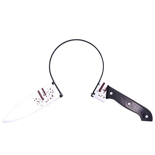Rotumaty Halloween Knife Headband Scary Costume Accessories Halloween Bloody Cleaver Headband Funny Headwear Through Head Cosplay Headpiece (Knife)