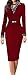 LUNAJANY Women's Polka Dot Long Sleeve Wear to Work Office Pencil Dress L red
