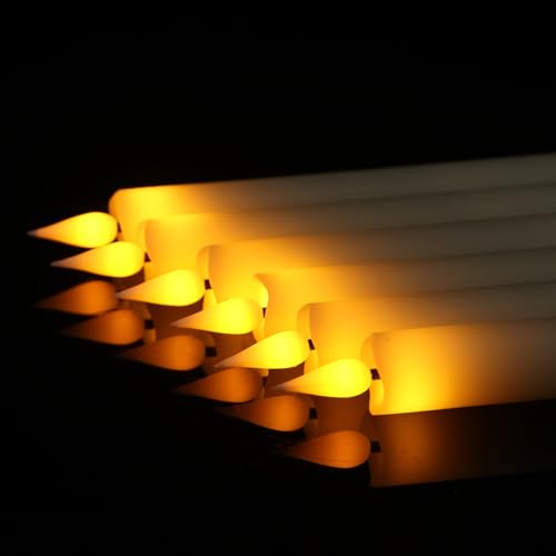 Image of Flameless Taper Candles with 2 Remote, Real Wax LED Taper Candles Battery Operated with Timer, 6 Pcs Flameless Candlesticks for Halloween Wedding Home Decor(Ivory, 0.78 inchx9.8 inch)