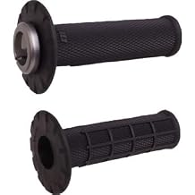 ODI Universal Lock-ON Grips Half-Waffle Black/Silver - E-Moto MX
