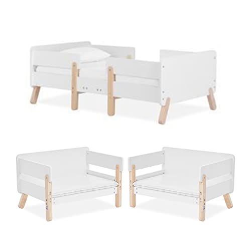 Dream On Me Osko Convertible Toddler Bed Made with Sustainable New Zealand Pinewood in White and...
