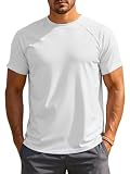 Runcati T-shirt funkcyjny męski z krótkim rękawem - Okrągły dekolt - Szybkoschnący - Krój slim fit - Wygodny - Jednolity kolor, Biały., XXL