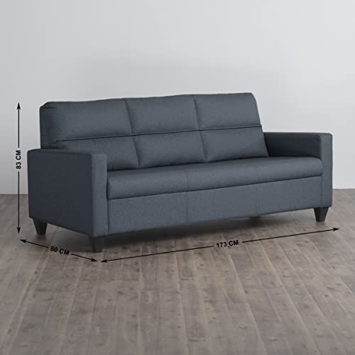 Image of Home Centre Helios Clary Blue 3-Seater Sofa - 173Cm (Polyester, Pine Wood) - 3 Seater