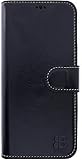 Burkley Mobile Phone Case for Samsung Galaxy S22 Ultra Case Compatible with Galaxy S22 Ultra Leather Mobile Phone Case Protective Case with RFID/NFC Protection and Card Slot (Black)