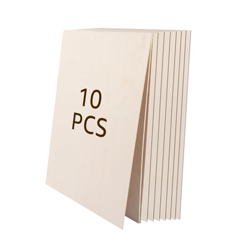 FWEEK 10 Stück A3 Pappelsperrholz 3mm, 420x300mm A3 Sperrholz-Platten, Unfertige Sperrholzplatte für DIY Holzarbeiten, Laserbearbeitung, Modellbau, Gemälde