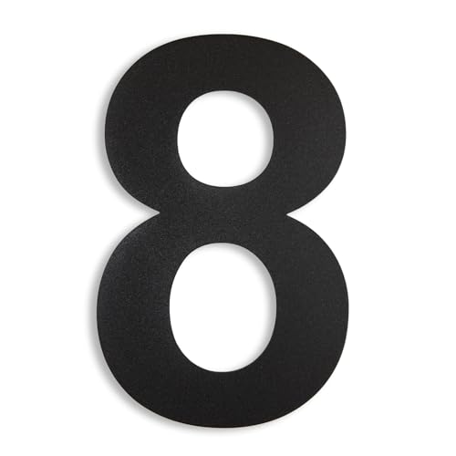 KTC-HOME Número de casa con recubrimiento en polvo, Arial, 20 cm, negro intenso, RAL 9005, resistente a la intemperie y fácil de limpiar, número de casa, varios números de casa, negro,