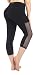 Neonysweets Womens Mesh Capri Workout Yoga Pants Running Tights Active Leggings (M, Black)