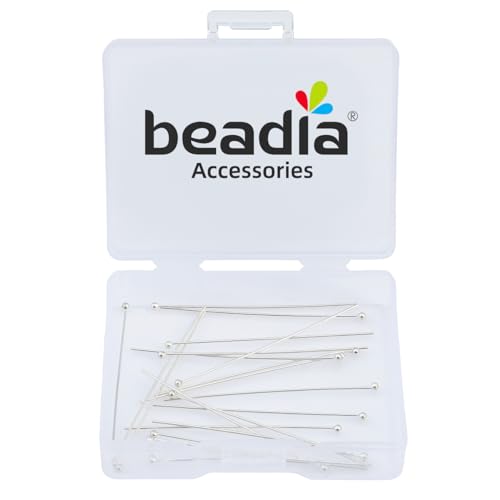 BEADIA 925 Sterling Silver Ball Head Pins 0.5x40mm 20pcs for Jewelry Making Findings