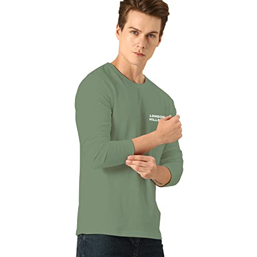 London Hills Men's Cotton Regular Fit Printed Round Neck Full Sleeve T-Shirt