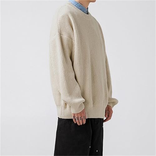 Men's Sweater Crewneck Knit Sweaters Loose Casual Waffle Pullover3