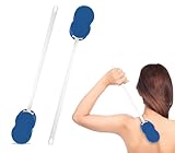 Rehabilitation Advantage Long Handle Bath Sponge – 2-Pack | 18' Extra Long Handle with Soft Blue Hourglass Sponge (4.5' x 2') | Personal Hygiene & Mobility Aid for Seniors, Disabled, Limited Reach