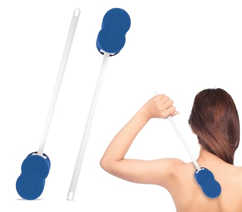 Rehabilitation Advantage 18 Long Handle Bath Sponge 2 Pack Blue