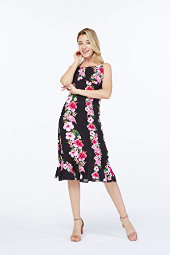 Image of Women's Hawaiian Mermaid Ruffle Dress Signature Prints | Mermaid Silhouette; Ruffle Hem; Soft Rayon Fabric; Signature Floral Prints; Resort Vacation Style