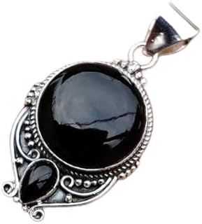 Black Onyx Pendant, 925 Sterling Silver, Handmade Statement Necklace, Two Stone Jewelry, Boho & Hippie Pendant, Vintage Style, Unique Jewelry, Natural Stone Fine Jewelry For Women Gifts For HerHim