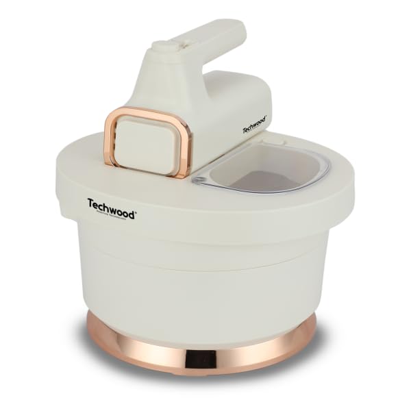 Techwood TMB-340 Batidora de Pie con Doble Bol de 3,5L, 500W, Ganchos y Batidores, Tapa con Ventana