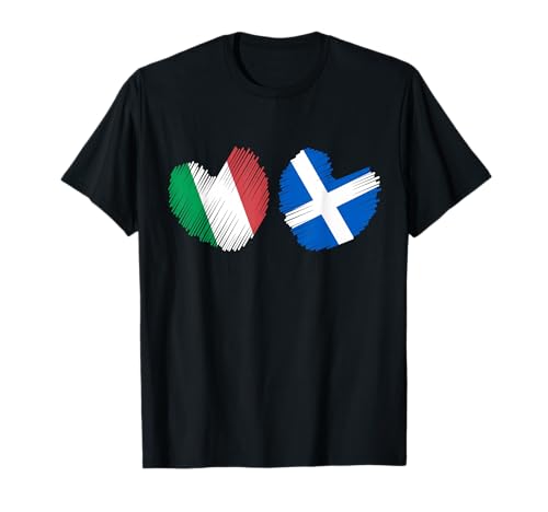 Italy Scotland Heart Italian Flag Scottish Flag Grunge Heart T-Shirt