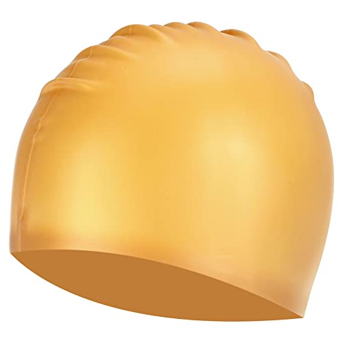 PATIKIL Silicone Swim Cap, Waterproof Swimming Hat Non-Slip Adult Swimming Caps for Women and Men Swim Training Racing, Gold Tone