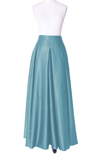 Diydress Women's Long Fashion High Waist A-Line Satin Skirts with Pockets X-Small