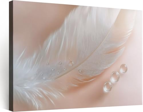 Plume decoration chambre tableau moderne rose pâle poster mural maison 70 x 50 cm