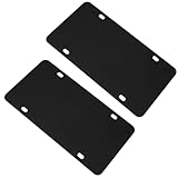 QWORK Stainless Steel License Plate Reinforce Plate, 2 Pcs, Heavy-Gauge, Black Powder-Coated, 12' x 6' with Screws & Caps, Anti-Vibration & Bending Protection