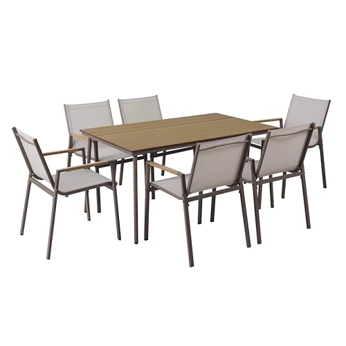 Oviala Ensemble Table de Jardin Ovale 150x90 cm et 6 chaises Taupe