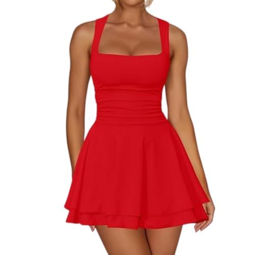 Sukiglam Vestito Donna Estivo Sexy Mini Abito Senza Maniche Scollo